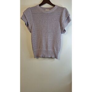 Light Lavender Knit Short-Sleeve Sweater Top